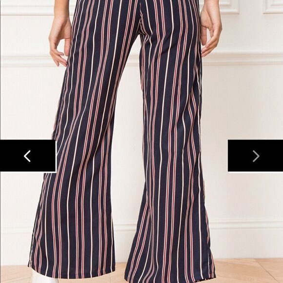 Revolve Superdown Morgan Navy, Red and White Striped Tie Front Pants - Picture 2 of 12